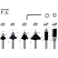 Bosch Professional Rand- und Kantenfräse-Set GKF 12V 6-teilig
