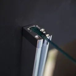 Breuer Drehfalttür Panorama für Seitenwand Anschlag links alu chromeffekt grau getönt 900 mm