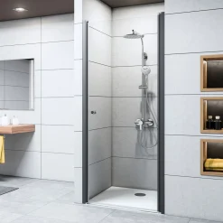 Breuer Drehtür Elana 6 für Nische, Anschlag rechts, schwarz matt, Mastercarre, 900 mm