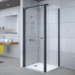 Breuer Drehtür Elana 6 für Seitenwand, Anschlag links, schwarz matt, Bella C, 750 mm