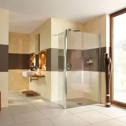 Breuer Duschwand Entra mit beweglichem Element über Eck Anschlag rechts schwarz matt Intima 1400 mm