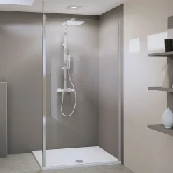 Breuer Duschwand Panorama Flex alleinstehend mit Decken- oder Wandstabilisator alu chromeffekt Klarglas 1000 mm