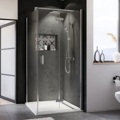 Breuer Eckeinstieg Elana 8, Drehfalttür, alu chromeffekt, intima, 1000/1000 mm