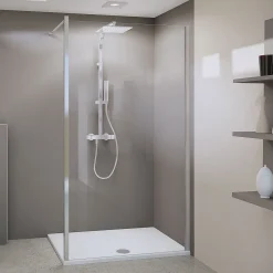 Breuer Flex Duschwand Panorama alleinstehend mit Decken- oder Wandstabilisator alu chromeffekt Intima 900 mm