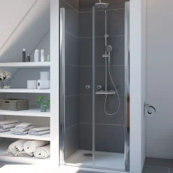 Breuer Pendeltür Elana 6 für Nische weiß Klarglas 750 mm