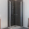 Breuer Runddusche 4-teilig Drehtür mit Festteilen, Radius 550, Alu silber matt, Klarglas, 1000 x 1000 mm