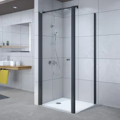 Breuer Seitenwand Elana 6 für Drehtür oder Pendeltür schwarz matt Grau getönt 750 mm