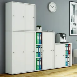 Büroschrank Lona XL mit Schiebetüren weiß