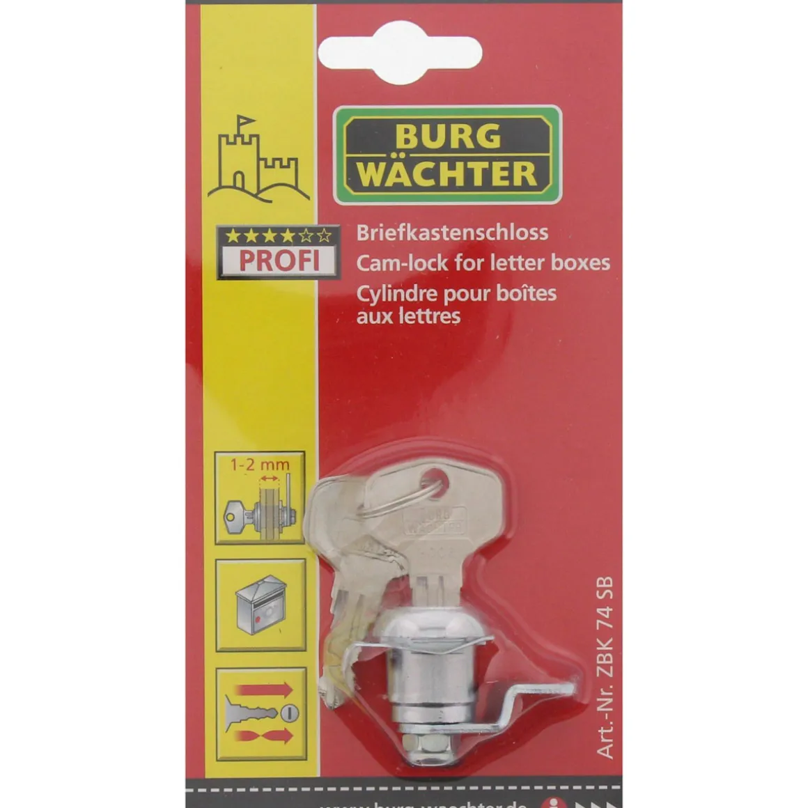 Burg Wächter Briefkasten-Zylinder BRA-K ZBK 74 vernickelt