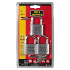 Burg Wächter Zylinder-Vorhängeschloss Trio 770 40 x 65,5 x 14,3 mm silber