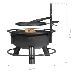 CookKing Feuerschale Bandito 80 inkl. Zubehör 94x110cm Schwarz