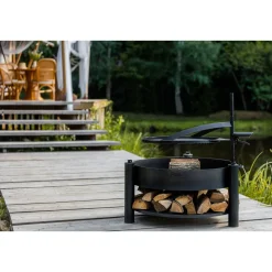 CookKing Feuerschale Montana X inkl. Holzlager & Zubehör 88x110cm Schwarz