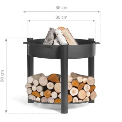 CookKing Feuerschale Montana 80 hoch inkl. Holzlager 88x80cm Schwarz