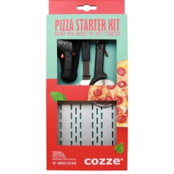 COZZE Pizza Starter Set 3-teilig Spaten Thermometer und Pizzaschneider