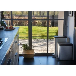 Curver Mülleimer DECO Bin SLIM 25L mit Pedal schwarz silber metallic