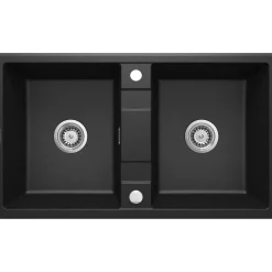 deante 2 Becken Granitspüle ERIDAN ohne Abtropffläch graphit metallic