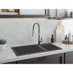 deante 1,5 Becken Granitspüle ERIDAN ohne Abtropffläch anthrazit metallic