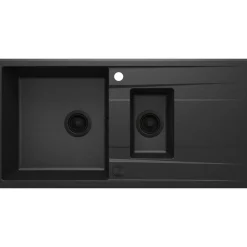 deante 1,5 Becken Granitspüle ERIDAN mit Abtropffläch graphit metallic