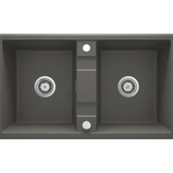 deante 2 Becken Granitspüle ERIDAN ohne Abtropffläch anthrazit metallic