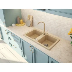 deante Granitspülen-Set ZORBA mit Armatur sand