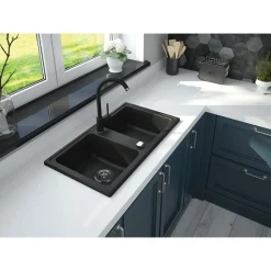 deante Granitspülen-Set ZORBA mit Armatur graphit