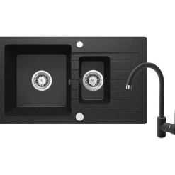 deante Granitspülen-Set ZORBA mit Armatur graphit