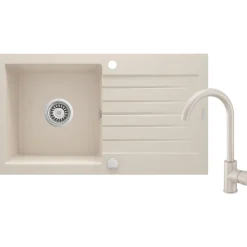 deante Granitspülen-Set ZORBA mit Armatur beige