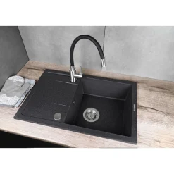 deante Spültischarmatur LUNO Edelstahl/ schwarz