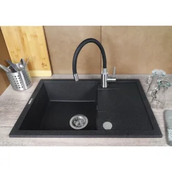 deante Spültischarmatur LUNO Edelstahl/ schwarz