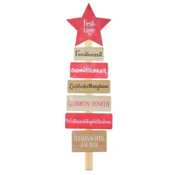Deko Holzschild Baum mit Schriften natur-rot 80 cm