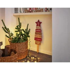 Deko Holzschild Baum mit Schriften natur-rot 80 cm