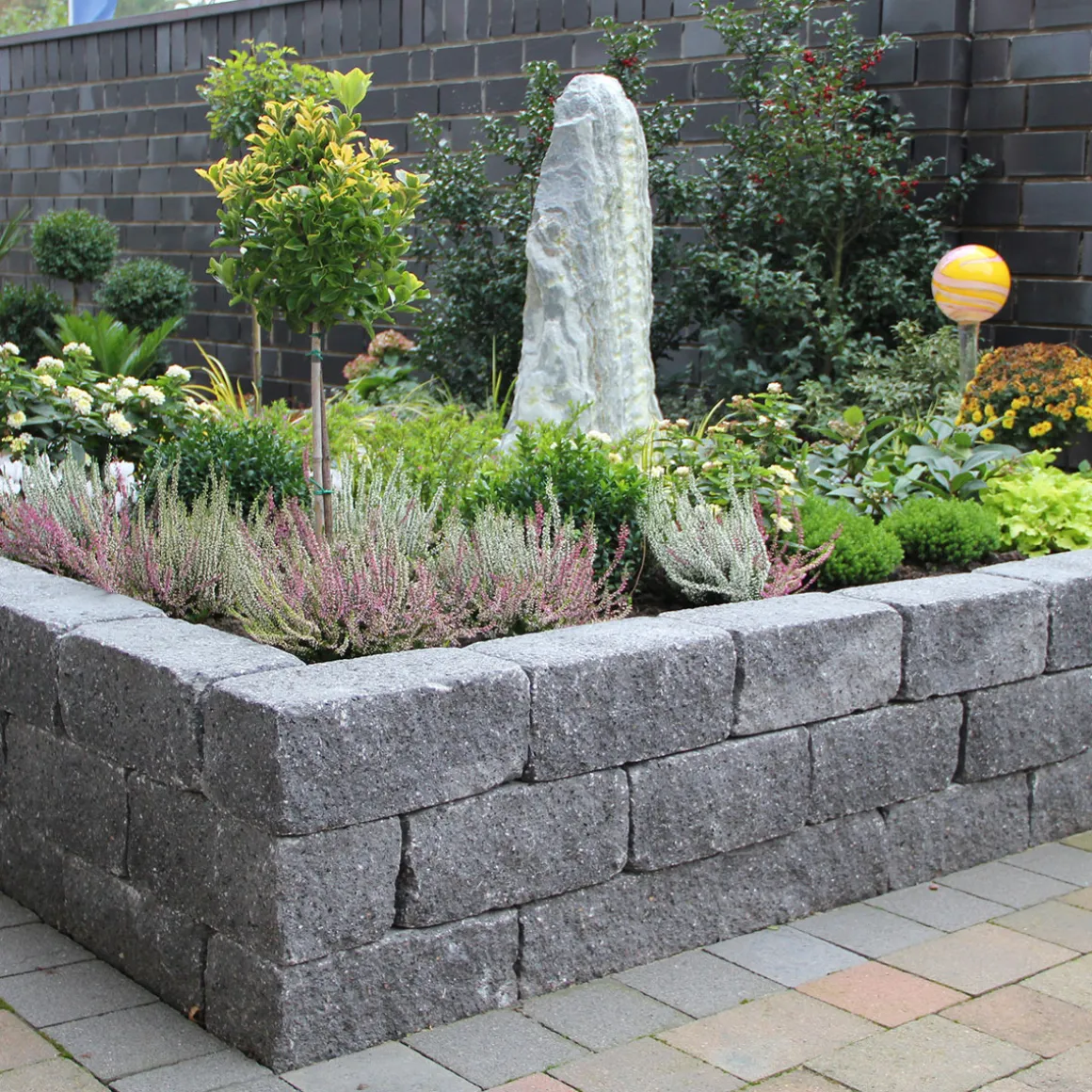 Diephaus Mauerstein Cup-Kombi schwarz 25 x 12,5 x 12,5 cm