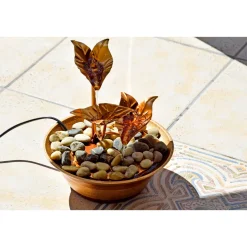 dobar Design-Zimmerbrunnen 22,5 x 23,5 x22,5 cm braun