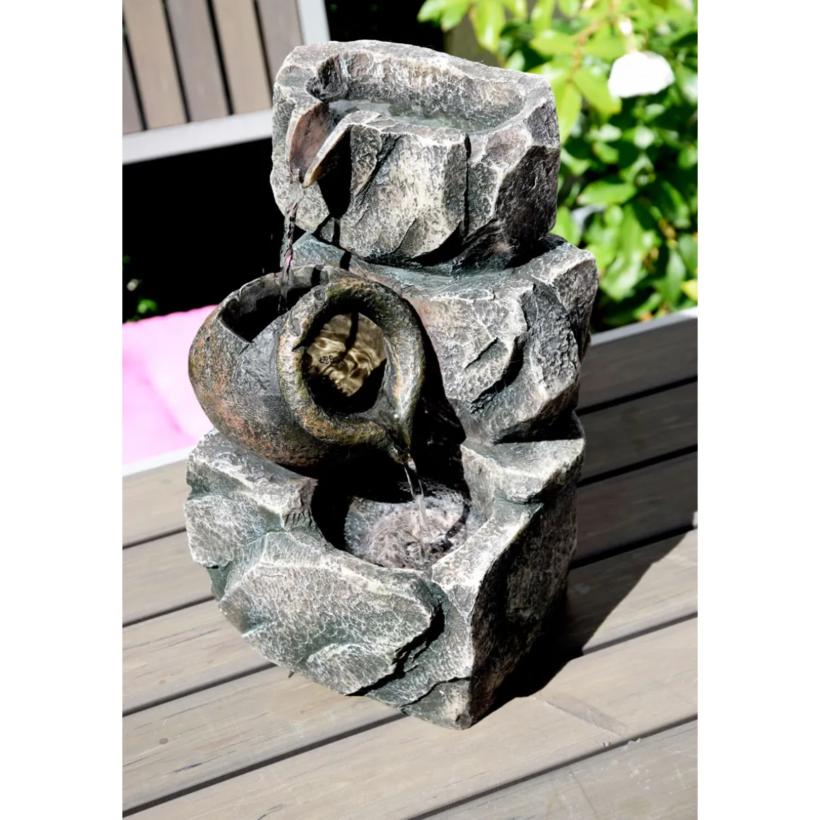 dobar Design-Zimmerbrunnen 16,2 x 27 x 17,2 cm grau