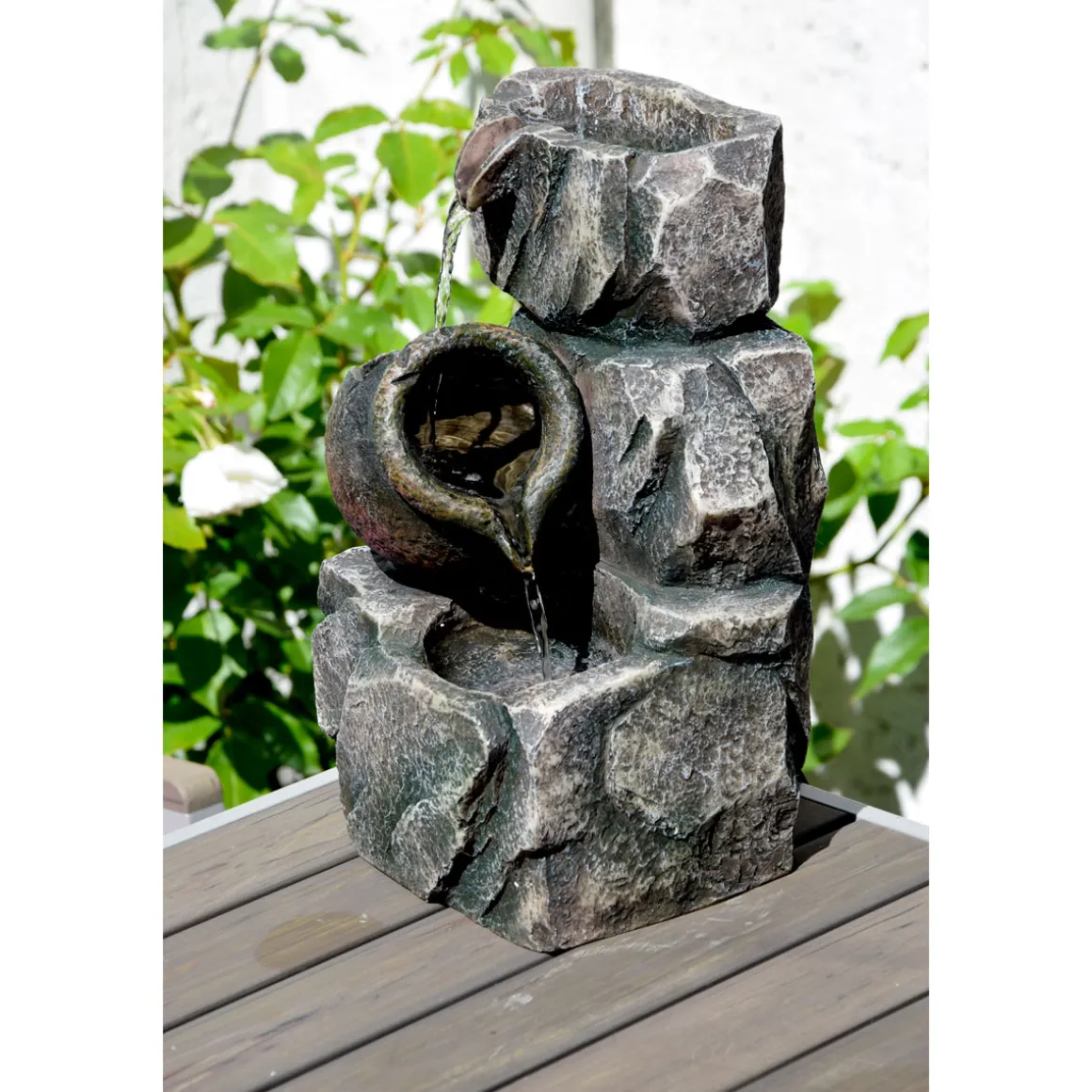 dobar Design-Zimmerbrunnen 16,2 x 27 x 17,2 cm grau