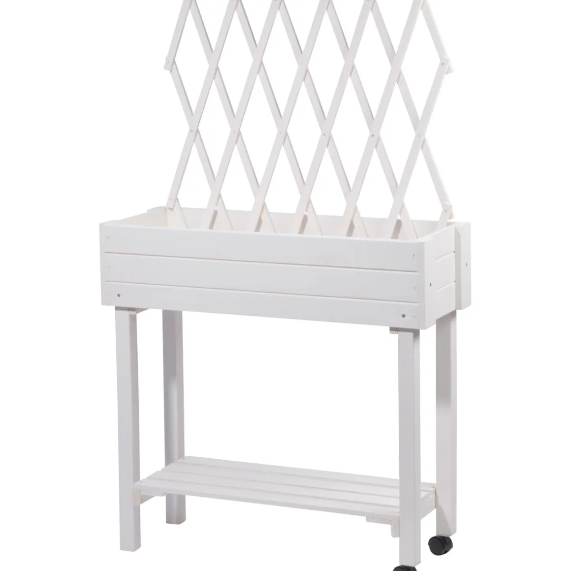 dobar Hochbeet mit Rankhilfe rollbar 79 x 130 x 28,5 cm weiß