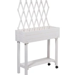 dobar Hochbeet mit Rankhilfe rollbar 79 x 130 x 28,5 cm weiß