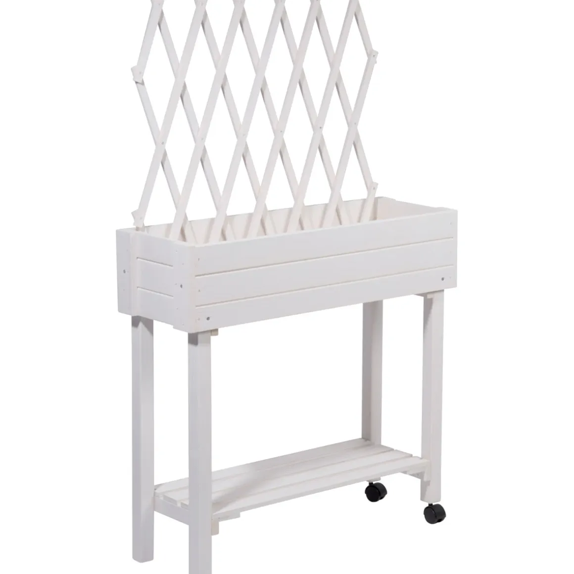 dobar Hochbeet mit Rankhilfe rollbar 79 x 130 x 28,5 cm weiß