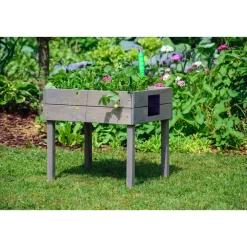 dobar Kinderhochbeet mit Kreidetafel 50 x 45 x 40 cm grau