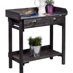 dobar Pflanztisch 79 x 90 x 39 cm schwarz