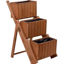 dobar Pflanztreppe ausklappbar 41 x 85 x 55 cm grau Kiefer braun