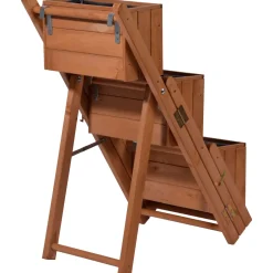 dobar Pflanztreppe ausklappbar 41 x 85 x 55 cm grau Kiefer braun