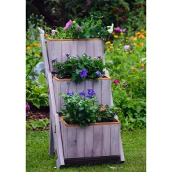 dobar Pflanztreppe ausklappbar 41 x 85 x 55 cm grau Kiefer grau