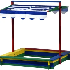 dobar Sandkasten mit Deckel 120 x 120 x 120 cm mehrfarbig