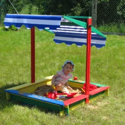 dobar Sandkasten mit Deckel 120 x 120 x 120 cm mehrfarbig