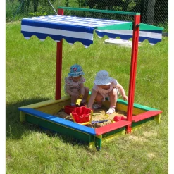 dobar Sandkasten mit Deckel 120 x 120 x 120 cm mehrfarbig