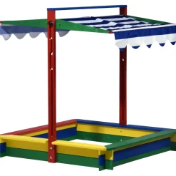 dobar Sandkasten mit Deckel 120 x 120 x 120 cm mehrfarbig