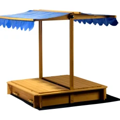 dobar Sandkasten mit schwenkbarem Dach 120 x 120 x 120 cm hellbraun