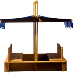 dobar Sandkasten mit schwenkbarem Dach 120 x 120 x 120 cm hellbraun