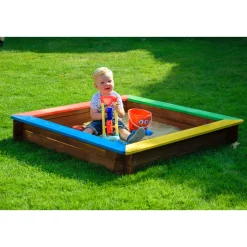 dobar Sandkasten mit Sitzflächen 117 x 18 x 117 cm mehrfarbig